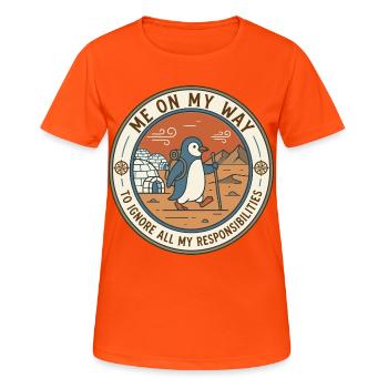 En chemin : Ignorer les devoirs - T-shirt respirant Femme - orange néon - Devant - AI Model Female 172 dark (172cm)