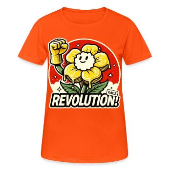 Lettres fleur avec poing et révolution - T-shirt respirant Femme - orange néon - Devant - AI Model Female 172 dark (172cm)