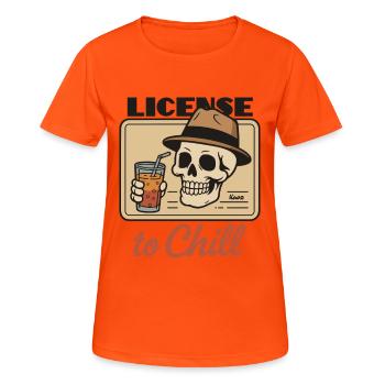Carte d’identité Skull avec licence de détente - T-shirt respirant Femme - orange néon - Devant - AI Model Female 172 dark (172cm)