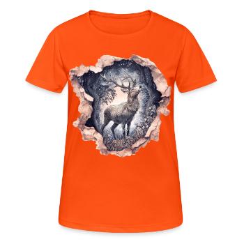 Deer Starry Sky - Women's Breathable T-Shirt - neon orange - Front - AI Model Female 172 dark (172cm)