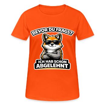 Avant que vous ne demandiez : j’ai déjà rejeté Fox - T-shirt respirant Femme - orange néon - Devant - AI Model Female 172 dark (172cm)