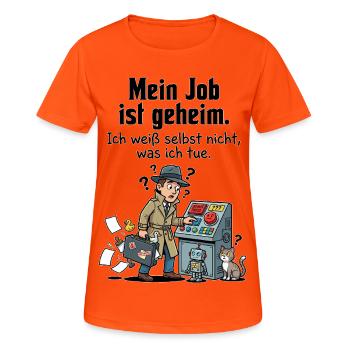 Geheimauftrag im Büroalltag - Frauen T-Shirt atmungsaktiv - Neonorange - Vorne - AI Model Female 172 dark (172cm)