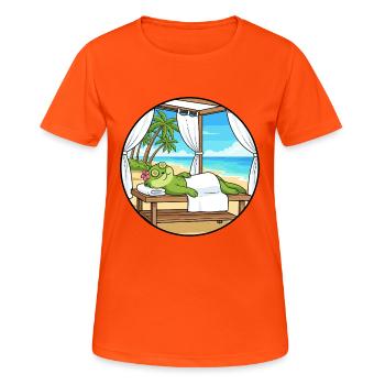 Beach Spa Frog Amphibian Relaxing Art - Women's Breathable T-Shirt - neon orange - Front - AI Model Female 172 dark (172cm)