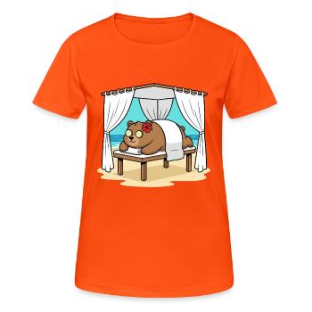 Strandspa, Bärentier, entspannende Kunst - Frauen T-Shirt atmungsaktiv - Neonorange - Vorne - AI Model Female 172 dark (172cm)