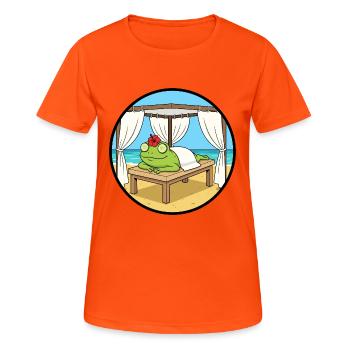 Beach Spa Frog Amphibian Relaxing Art - Women's Breathable T-Shirt - neon orange - Front - AI Model Female 172 dark (172cm)