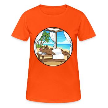 Beach Spa Otter Animal Relaxing Art - Women's Breathable T-Shirt - neon orange - Front - AI Model Female 172 dark (172cm)