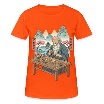 Feux d’artifice pyro - T-shirt respirant Femme - orange néon - Devant - AI Model Female 172 dark (172cm)