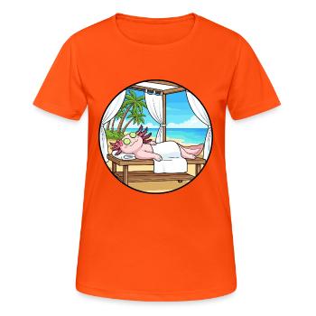 Beach Spa Axolotl Fish Relaxing Art - Women's Breathable T-Shirt - neon orange - Front - AI Model Female 172 dark (172cm)