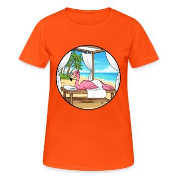 Beach Spa Flamingo Bird Relaxing Art - Women's Breathable T-Shirt - neon orange - Front - AI Model Female 172 dark (172cm)