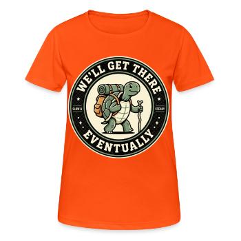 We ll Get There Eventually Wander Schildkröte - Frauen T-Shirt atmungsaktiv - Neonorange - Vorne - AI Model Female 172 dark (172cm)