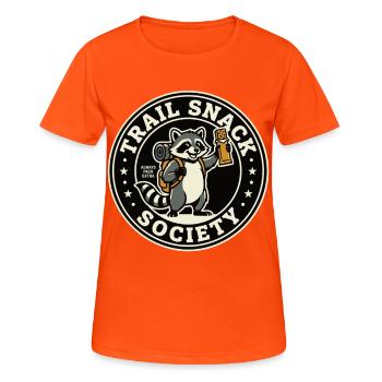 Trail Snack Society Waschbär - Frauen T-Shirt atmungsaktiv - Neonorange - Vorne - AI Model Female 172 dark (172cm)