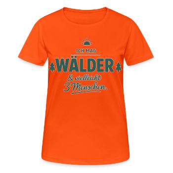 ich mag wälder & vielleicht 3 Menschen - Frauen T-Shirt atmungsaktiv - Neonorange - Vorne - AI Model Female 172 dark (172cm)