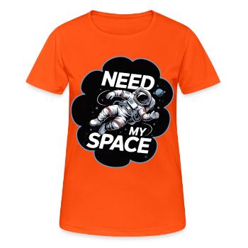 Voyage spatial disant : j’ai besoin de mon espace - T-shirt respirant Femme - orange néon - Devant - AI Model Female 172 dark (172cm)