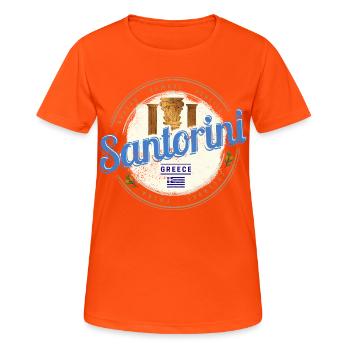 Souvenir de l’île ancienne de Santorin, Grèce - T-shirt respirant Femme - orange néon - Devant - AI Model Female 172 dark (172cm)