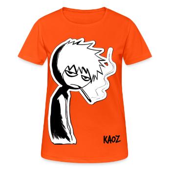 Croquis en noir et blanc : type mélancolique - T-shirt respirant Femme - orange néon - Devant - AI Model Female 172 dark (172cm)
