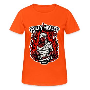 Flammende Mumie Inferno - Frauen T-Shirt atmungsaktiv - Neonorange - Vorne - AI Model Female 172 dark (172cm)