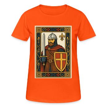 Medieval Knight Tile Emblem - Women's Breathable T-Shirt - neon orange - Front - AI Model Female 172 dark (172cm)