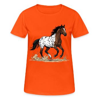 Appaloosa Pferd Wild Gallop Equestrian Mouchté - Frauen T-Shirt atmungsaktiv - Neonorange - Vorne - AI Model Female 172 dark (172cm)