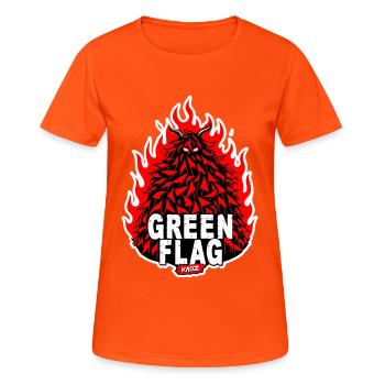 Flaming Green Flag Crest - Women's Breathable T-Shirt - neon orange - Front - AI Model Female 172 dark (172cm)