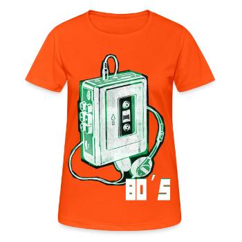 80er Jahre - Frauen T-Shirt atmungsaktiv - Neonorange - Vorne - AI Model Female 172 dark (172cm)