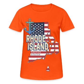 Carte murale rétro des États-Unis du Rhode Island - T-shirt respirant Femme - orange néon - Devant - AI Model Female 172 dark (172cm)