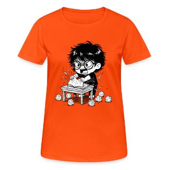 Enfant Colère Livre Déchiré Études - T-shirt respirant Femme - orange néon - Devant - AI Model Female 172 dark (172cm)