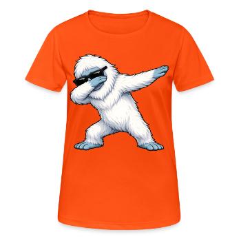Dabbing Yeti - Frauen T-Shirt atmungsaktiv - Neonorange - Vorne - AI Model Female 172 dark (172cm)