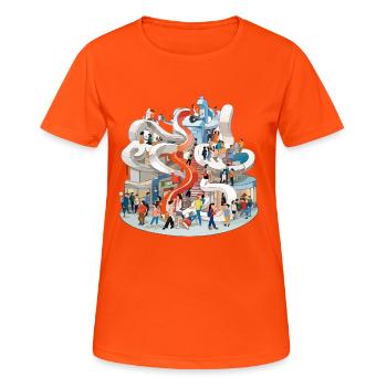Colorful multi-stick slide full of people - Women's Breathable T-Shirt - neon orange - Front - AI Model Female 172 dark (172cm)