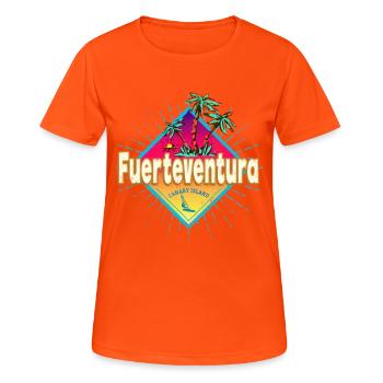 Souvenir des Îles Canaries surfeurs de Fuerteventura - T-shirt respirant Femme - orange néon - Devant - AI Model Female 172 dark (172cm)