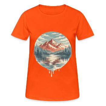 Circular Lake Mountains - Women's Breathable T-Shirt - neon orange - Front - AI Model Female 172 dark (172cm)
