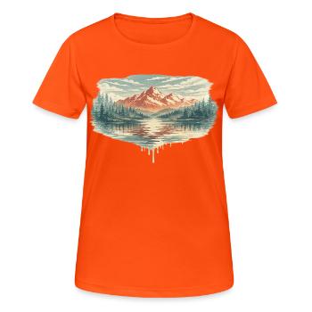 Pastel Mountain Lake - Frauen T-Shirt atmungsaktiv - Neonorange - Vorne - AI Model Female 172 dark (172cm)