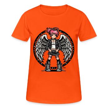 Punk Angel Rebel - Frauen T-Shirt atmungsaktiv - Neonorange - Vorne - AI Model Female 172 dark (172cm)