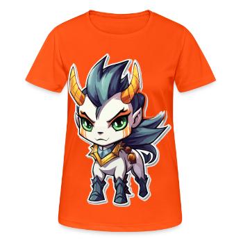 Cheval Démon Chibi - T-shirt respirant Femme - orange néon - Devant - AI Model Female 172 dark (172cm)
