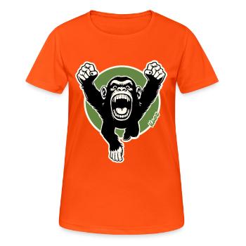 Roaring Chimp Bold Fist Art - Women's Breathable T-Shirt - neon orange - Front - AI Model Female 172 dark (172cm)