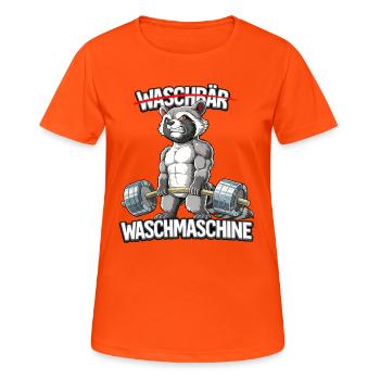 Waschbär Waschmaschine - Frauen T-Shirt atmungsaktiv - Neonorange - Vorne - AI Model Female 172 dark (172cm)