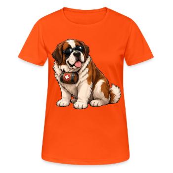 Bernhardiner - Frauen T-Shirt atmungsaktiv - Neonorange - Vorne - AI Model Female 172 dark (172cm)