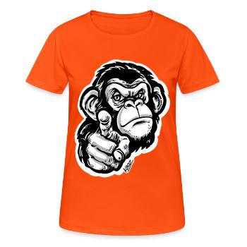 Monochromes Affenzeigen - Frauen T-Shirt atmungsaktiv - Neonorange - Vorne - AI Model Female 172 dark (172cm)