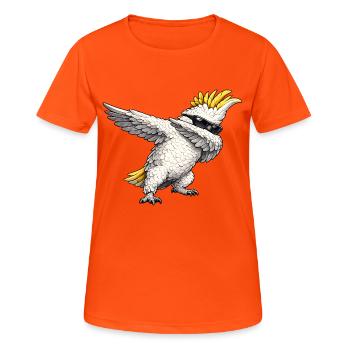 Dabbing Kakadu - Frauen T-Shirt atmungsaktiv - Neonorange - Vorne - AI Model Female 172 dark (172cm)