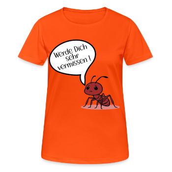Abschied Ameise - Frauen T-Shirt atmungsaktiv - Neonorange - Vorne - AI Model Female 172 dark (172cm)