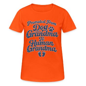 Rétro promu de grand-mère chien à grand-mère humaine - T-shirt respirant Femme - orange néon - Devant - AI Model Female 172 dark (172cm)