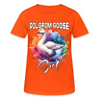 Oie pèlerine Fille Oie pèlerine - T-shirt respirant Femme - orange néon - Devant - AI Model Female 172 dark (172cm)
