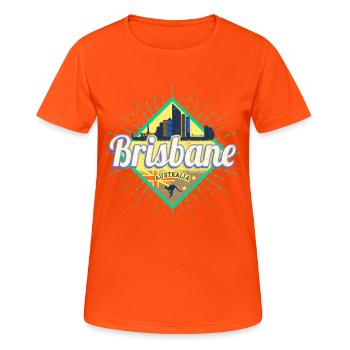 Brisbane Queensland Australia Skyline Souvenir - Women's Breathable T-Shirt - neon orange - Front - AI Model Female 172 dark (172cm)