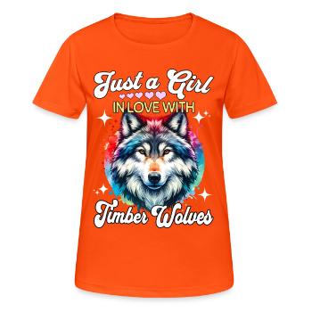 Fille Loup Gris Loup Bois - T-shirt respirant Femme - orange néon - Devant - AI Model Female 172 dark (172cm)