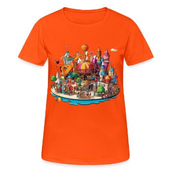 Île de loisirs colorée - T-shirt respirant Femme - orange néon - Devant - AI Model Female 172 dark (172cm)