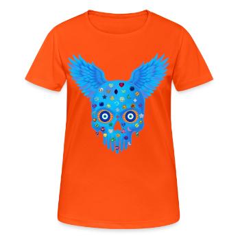 Skull with gems and wings t-shirt design. - Women's Breathable T-Shirt - neon orange - Front - AI Model Female 172 dark (172cm)