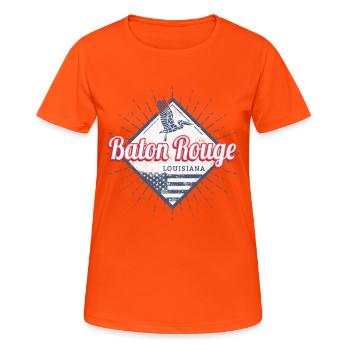 Baton Rouge City, Louisiane, États-Unis, États-Unis - T-shirt respirant Femme - orange néon - Devant - AI Model Female 172 dark (172cm)