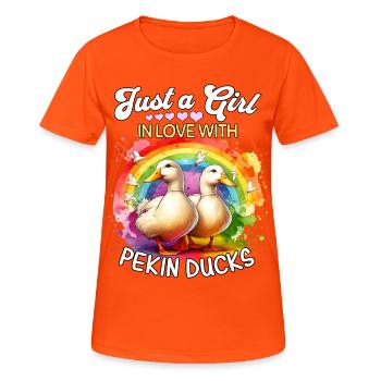Canard laquinier Fille Canard Pékin - T-shirt respirant Femme - orange néon - Devant - AI Model Female 172 dark (172cm)