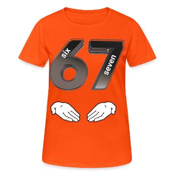 Six Seven 6 7 Lustige 67 Gen Alpha Slang - Frauen T-Shirt atmungsaktiv - Neonorange - Vorne - AI Model Female 172 dark (172cm)