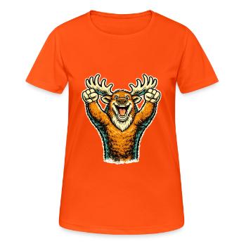 Le Woose se réjouit - T-shirt respirant Femme - orange néon - Devant - AI Model Female 172 dark (172cm)