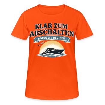 Klar zum Abschalten Boot Spruch für Freizeit - Frauen T-Shirt atmungsaktiv - Neonorange - Vorne - AI Model Female 172 dark (172cm)